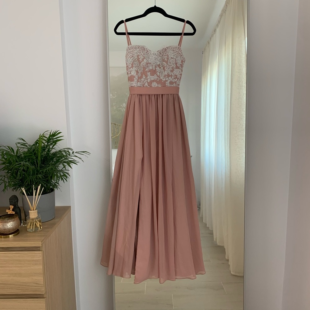 Dusty Rose Pink Long Dress Gown